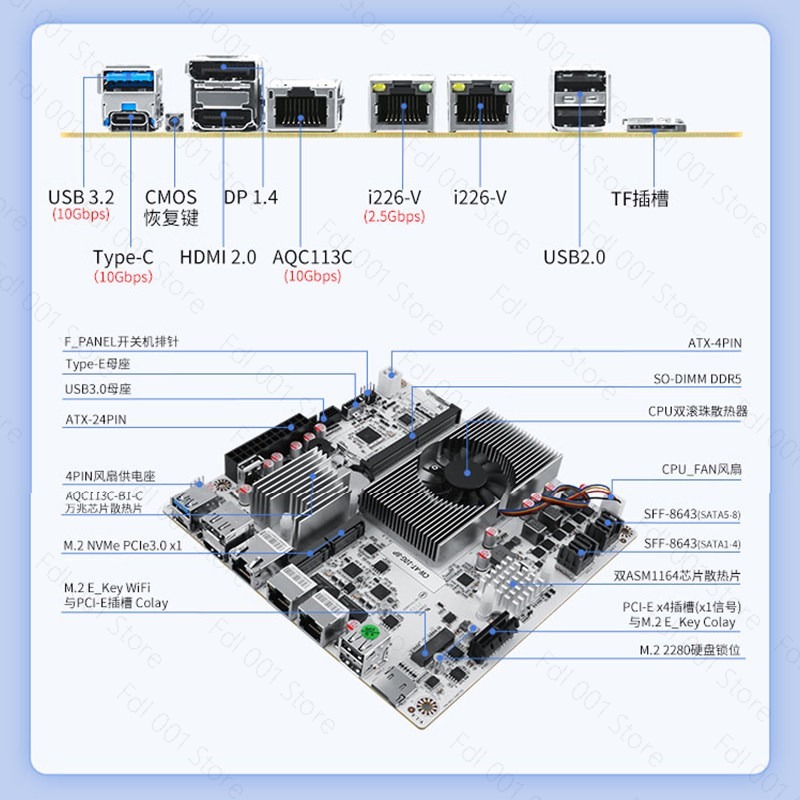 N150 8 Bay 10GbE NAS Motherboa - Mini Itx Dual 2.5G Nas Motherboard ulasan dan harga