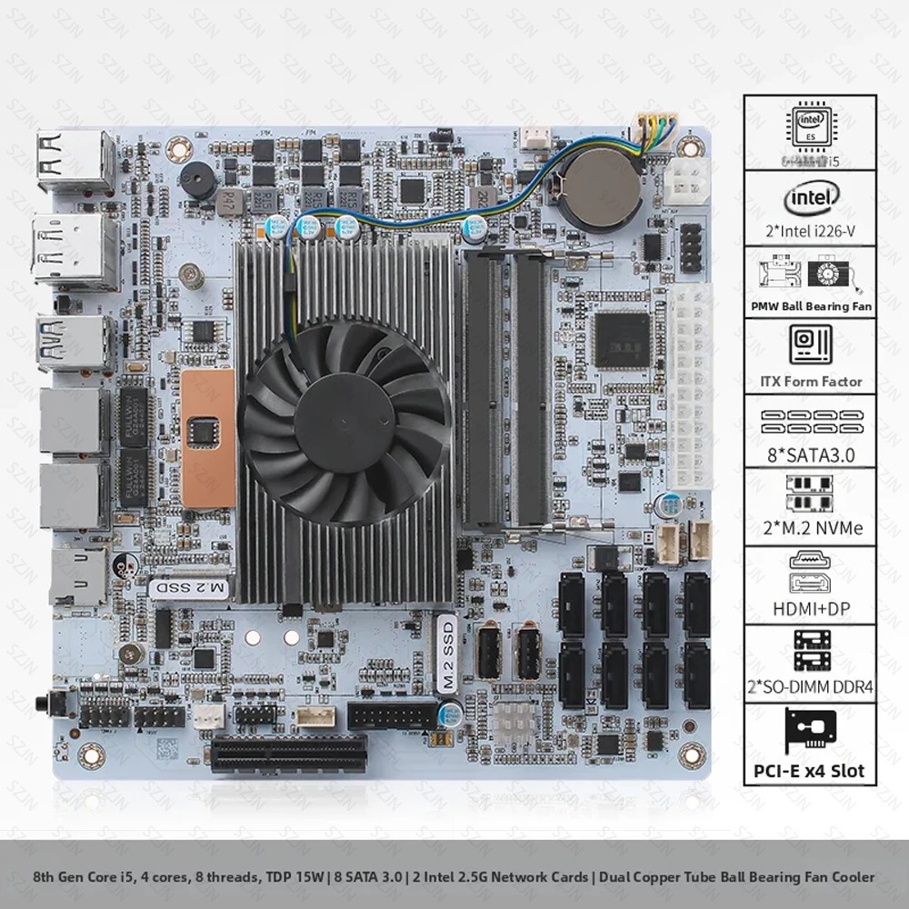 I5-8265U ES 8 SATA NAS Motherb - Mini Itx Dual 2.5G Nas Motherboard ulasan dan harga
