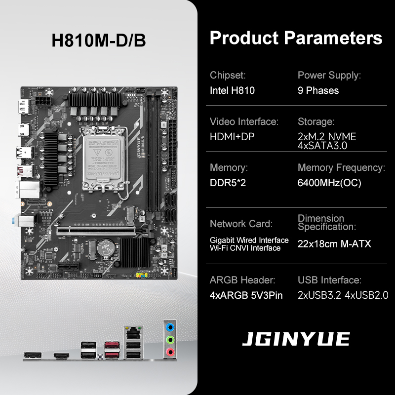 JGINYUE H810M-D/B M-ATX Gaming - Lga1851 Gaming Motherboard ulasan dan harga